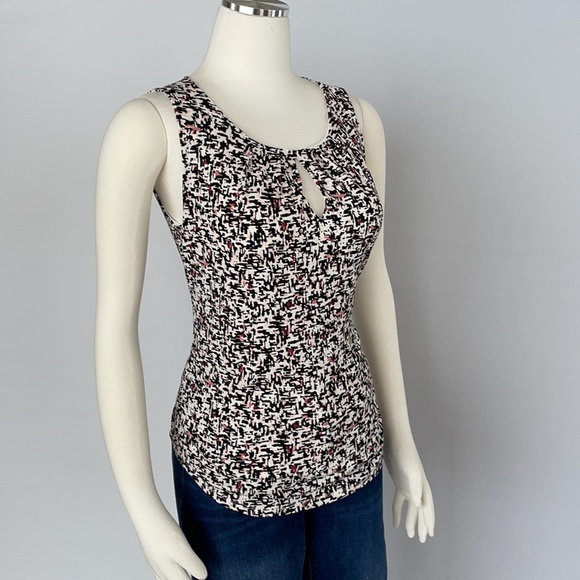 WHBM  Sleeveless Print Top Size Small Pink/Black - Picture 12 of 16